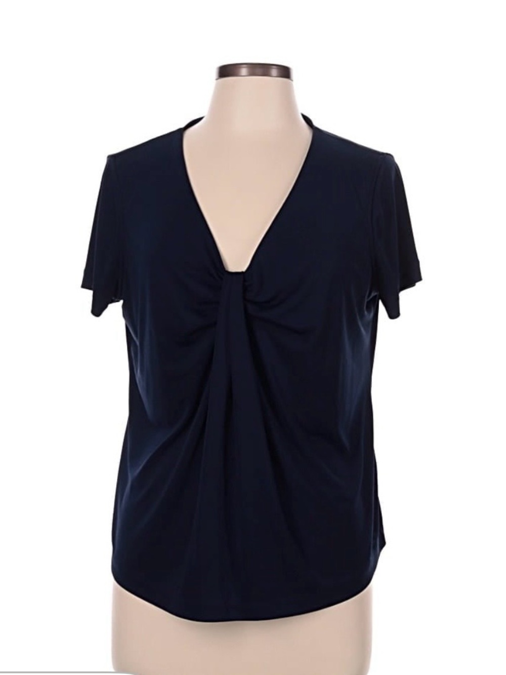 Brooks Brothers Navy Twist-Front V-Neck Top